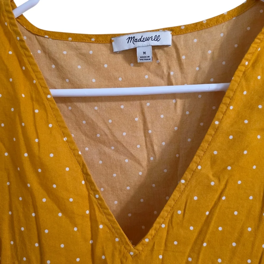 Madewell Side-Tie Ruffle Peplum Top in Polka Dot Size M - Picture 5 of 6